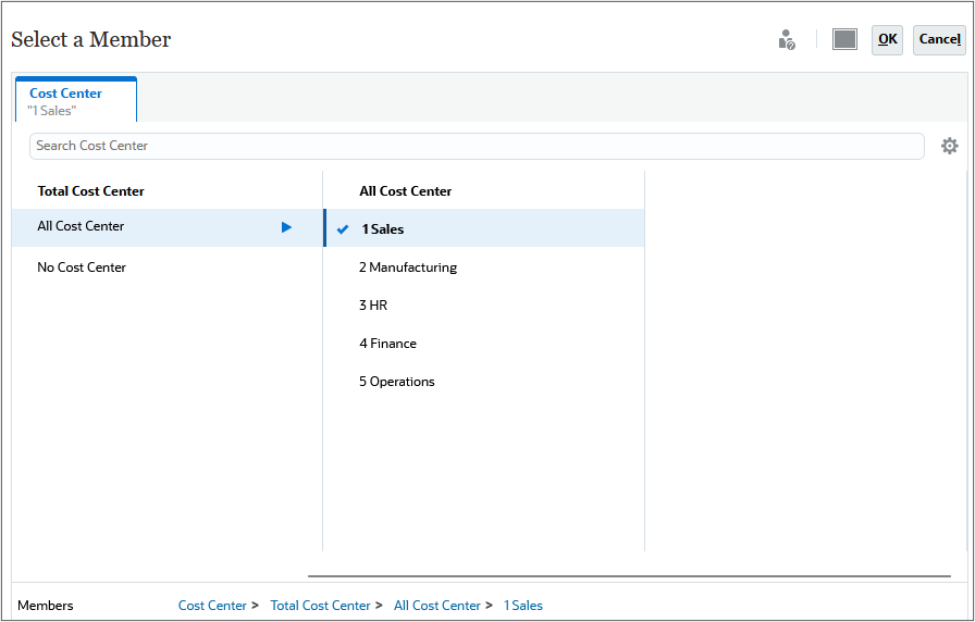 SelectCostCenter